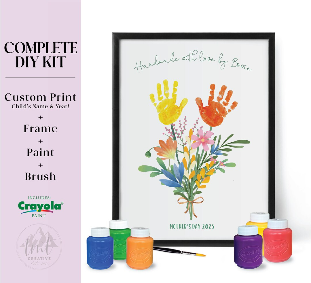 Personalized Mothers Day Gift, Handprint art kit, DIY gift, Gift for Mom, Gift from kids, Flower ... | Etsy (US)