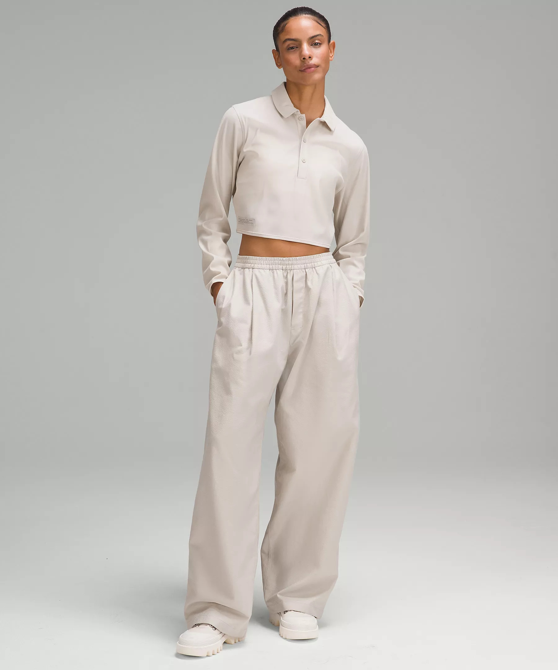 lululemon lab Cupro Cropped Long-Sleeve Polo Shirt | Lululemon (US)