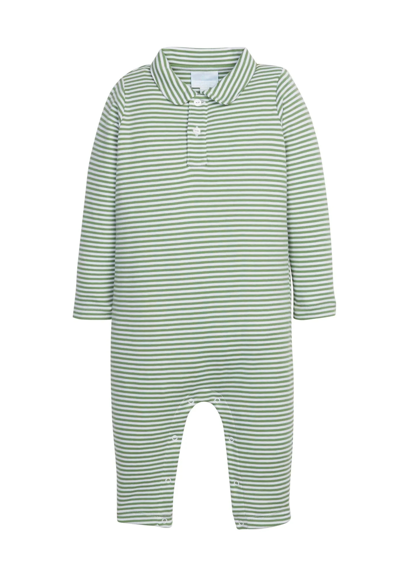 Baby Boy Long Sleeve Green Stripe Polo Romper | Little English | Little English