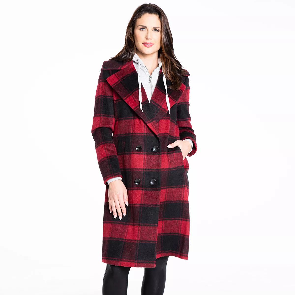 Women's Fleet Street Inner-Hoodie Wool-Blend Plaid Coat | Kohl's