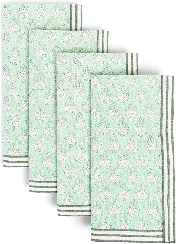 over&back Hand-Blocked Printed Cotton Cloth Napkins - Washable Napkins Set for Mixing, Matching, ... | Amazon (US)