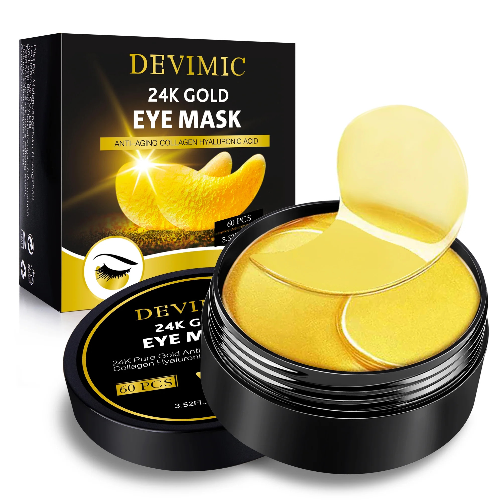 Devimic 24K Gold Eye Mask, 30 Pairs Under Eye Masks for Dark Circles and Puffiness Treatment, Und... | Walmart (US)