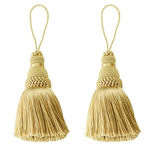 Fenghuangwu Colorful Tassel Key Tassel DIY Accessories for Curtain and Home Decoration-gold-2PCS | Amazon (US)