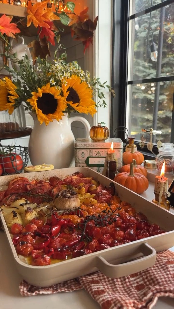 There's nothing more cozy than putting on a comfort show and making a classic bowl of tomato soup and a cheesy toastie. 

Here's my recipe for tomato soup:
Add 6 cups chopped tomatoes to a baking sheet (I like mixing up cherry tomatoes in the mix)
Add a bulb of garlic, a large onion, chopped red pepper as well
Toss in oil, salt and pepper to taste 
Bake for 35 minutes
Put everything in a pot and add 4 cups of chicken broth
Add paprika. sugar to taste and red chilil flakes for a kick
Bring to boil and turn off heat
Carefully use an immersion blender or let it cool and blend in a blender
Top with some heavy cream and garnish with basil

Best served with a toasted cheese sandwich!

#gilmoregirls #autumnvibes #cottagecore #tomatosoup

#LTKSeasonal #LTKHome