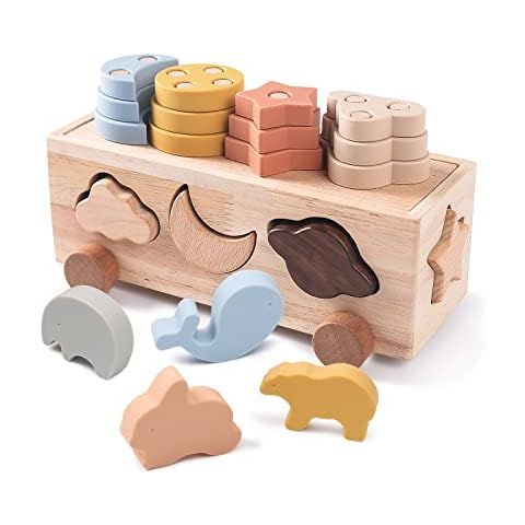 Montessori Toys for 1 2 3 Years Boys Girls Birthday Gift, Wooden Stacking Toys Preschool Learning... | Amazon (US)