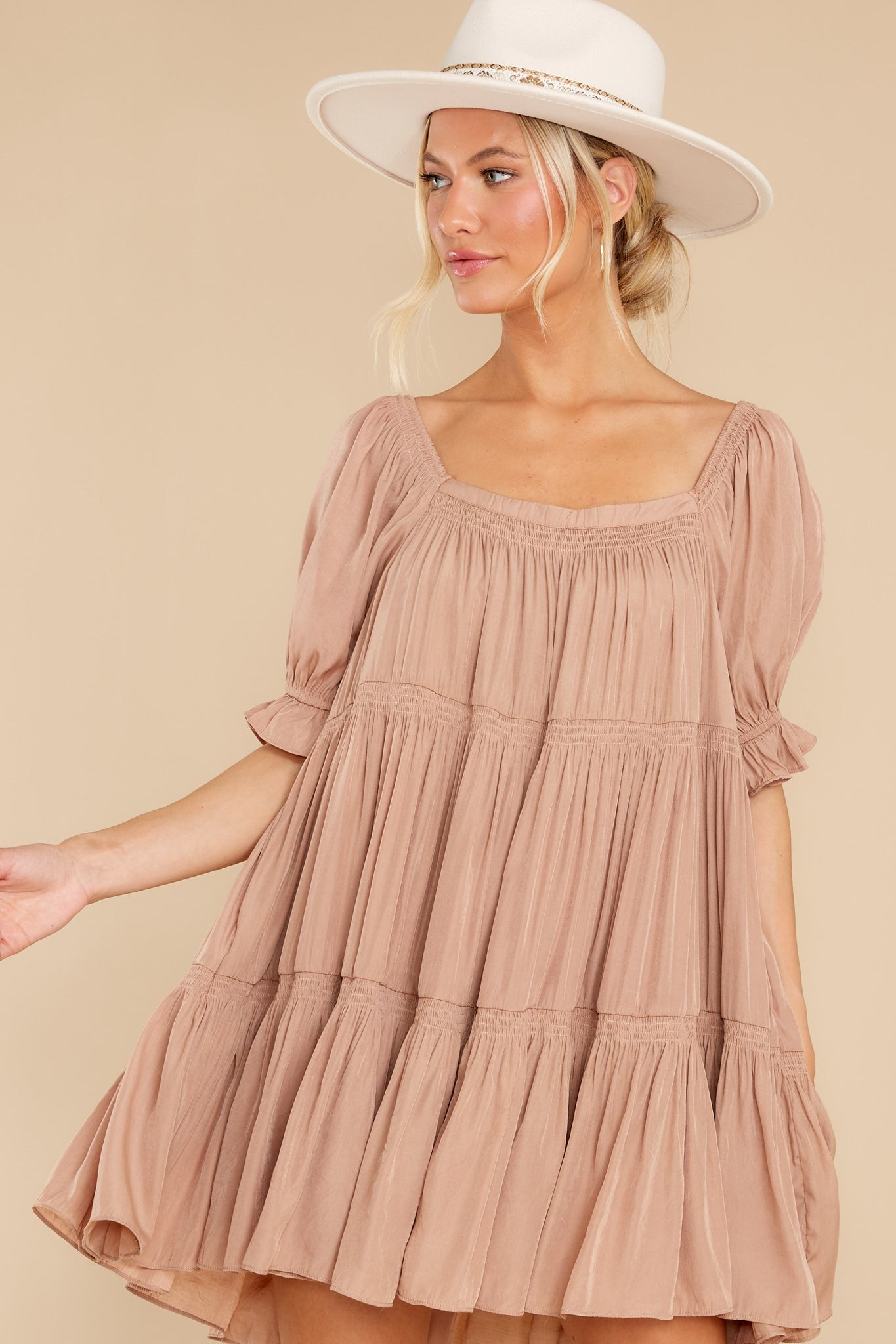 Sweet Fascination Light Mocha Romper Dress | Red Dress 