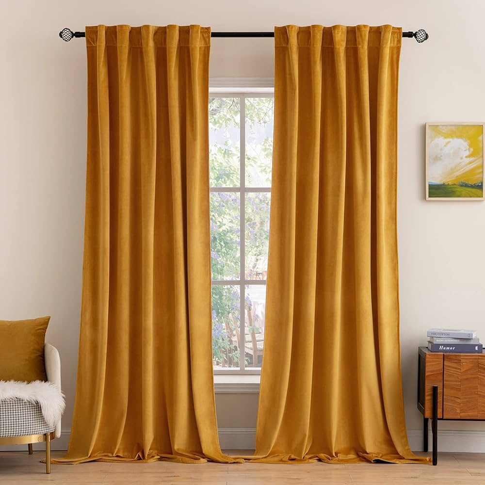 MIULEE Velvet Curtains 90 inches - Luxury Blackout Curtains for Bedroom Living Room Thermal Insul... | Amazon (US)