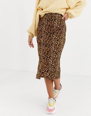 Daisy Street button front midi skirt in leopard print | ASOS US