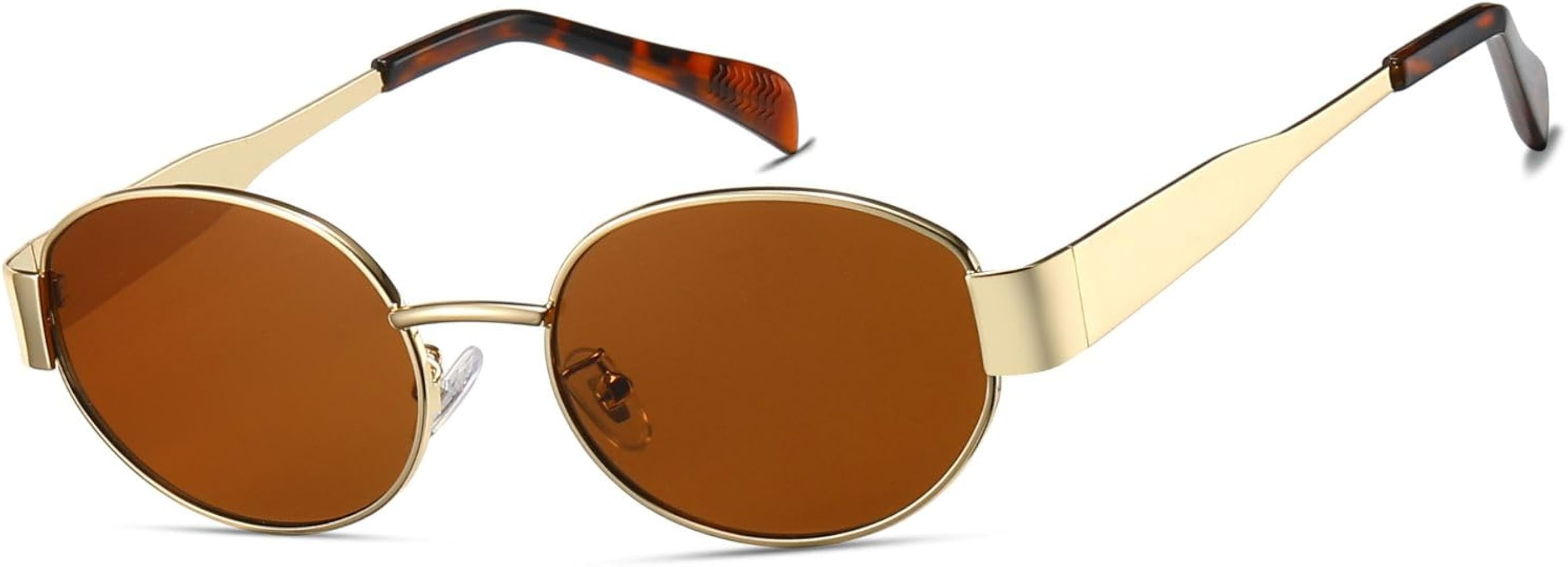 Xpectrum Vintage Retro Oval Sunglasses for Womens Mens, Trendy Classic Shades, Gold Fashion Glass... | Amazon (US)