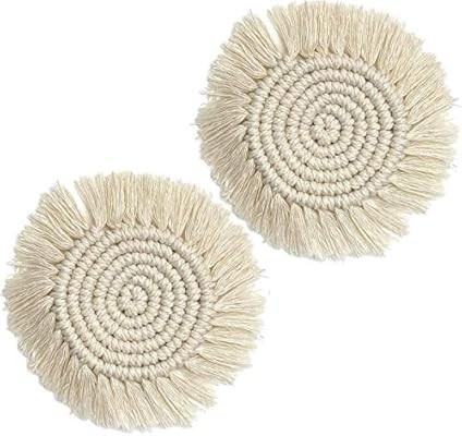 Coasters for Drinks Macrame Coasters for Wooden Table Coasters for Drinks Absorbent Coasters Boho... | Amazon (US)