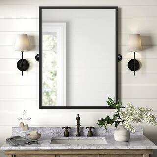 NEUTYPE 38 in. H x 26 in. W Modern Rectangle Metal Framed Pivoted Wall Vanity Mirror TY-MR05068 -... | The Home Depot