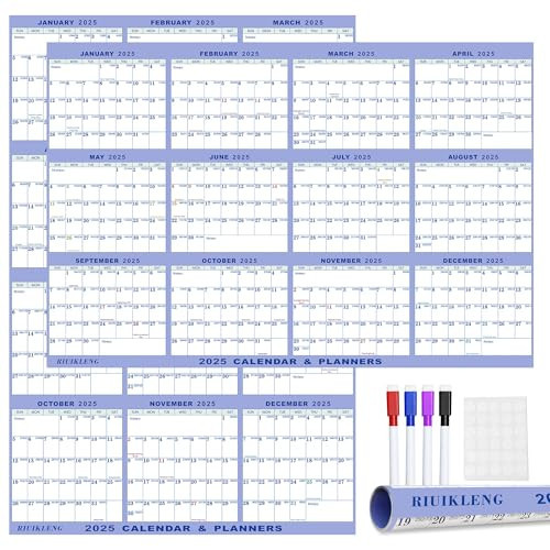 32" x 48" 2025 Wall Calendar, Wet & Dry Erase Wall Calendar 12 Month, Annual Yearly Planner Yearly Laminated Calendar 2025 Horizontal/Vertical, with Julian Dates | Amazon (US)