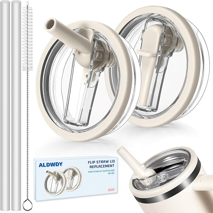 2 Pack 40 oz Flip Straw Leak Proof Lid for Stanley H2.0 Quencher, Stanley Lid Replacement 40 oz f... | Amazon (US)