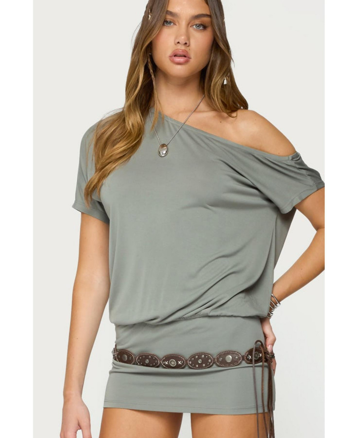 Edikted Women's Sevie Off Shoulder Mini Dress - Olive | Macy's