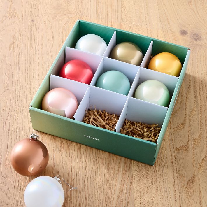 Pure Glass Boxed Ornaments (Set of 9) | West Elm (US)