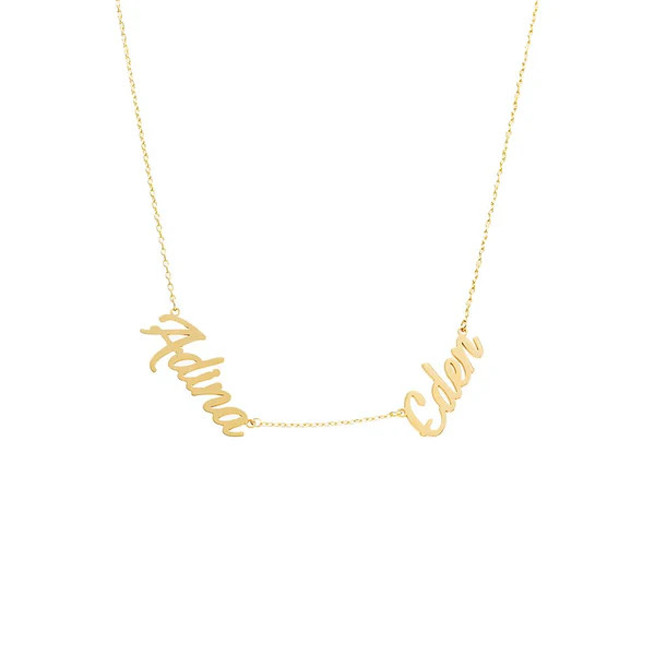 Solid Script Double Nameplate Necklace | Adina Eden