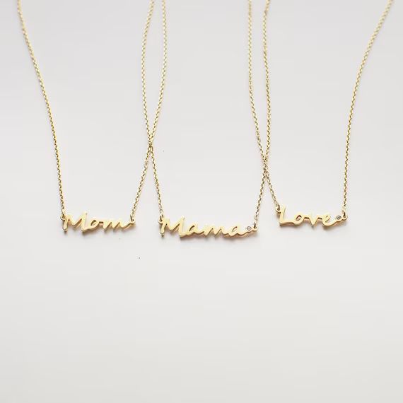 Mama Necklace - Mom Necklace - Love Necklace - Delicate Mama Necklace - Minimal Necklace for Moms... | Etsy (US)