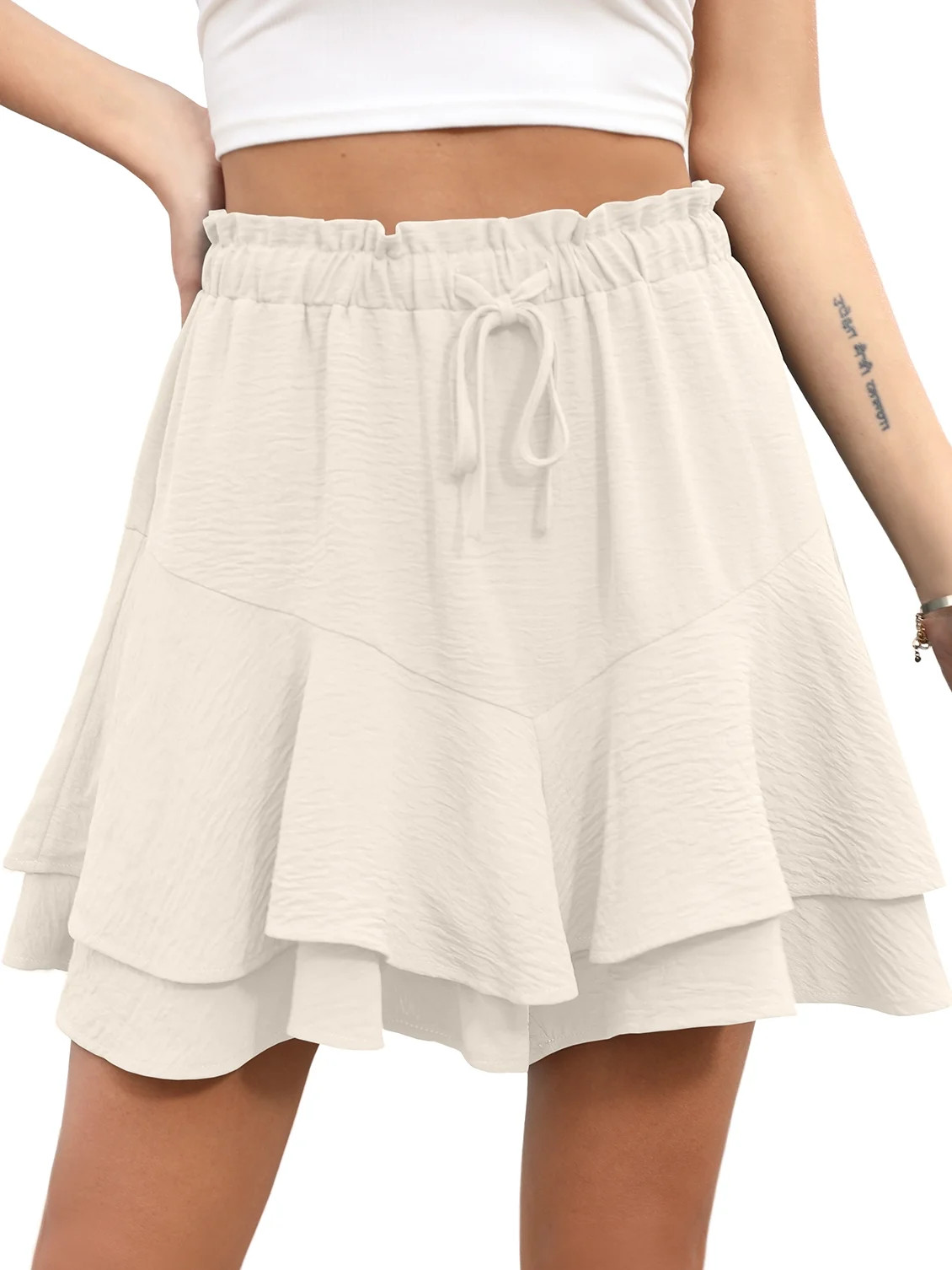 Cueply Flowy Shorts for Women Mini Tennis Skirt Ruffle Tiered Skorts Running Workout Sports Short... | Walmart (US)