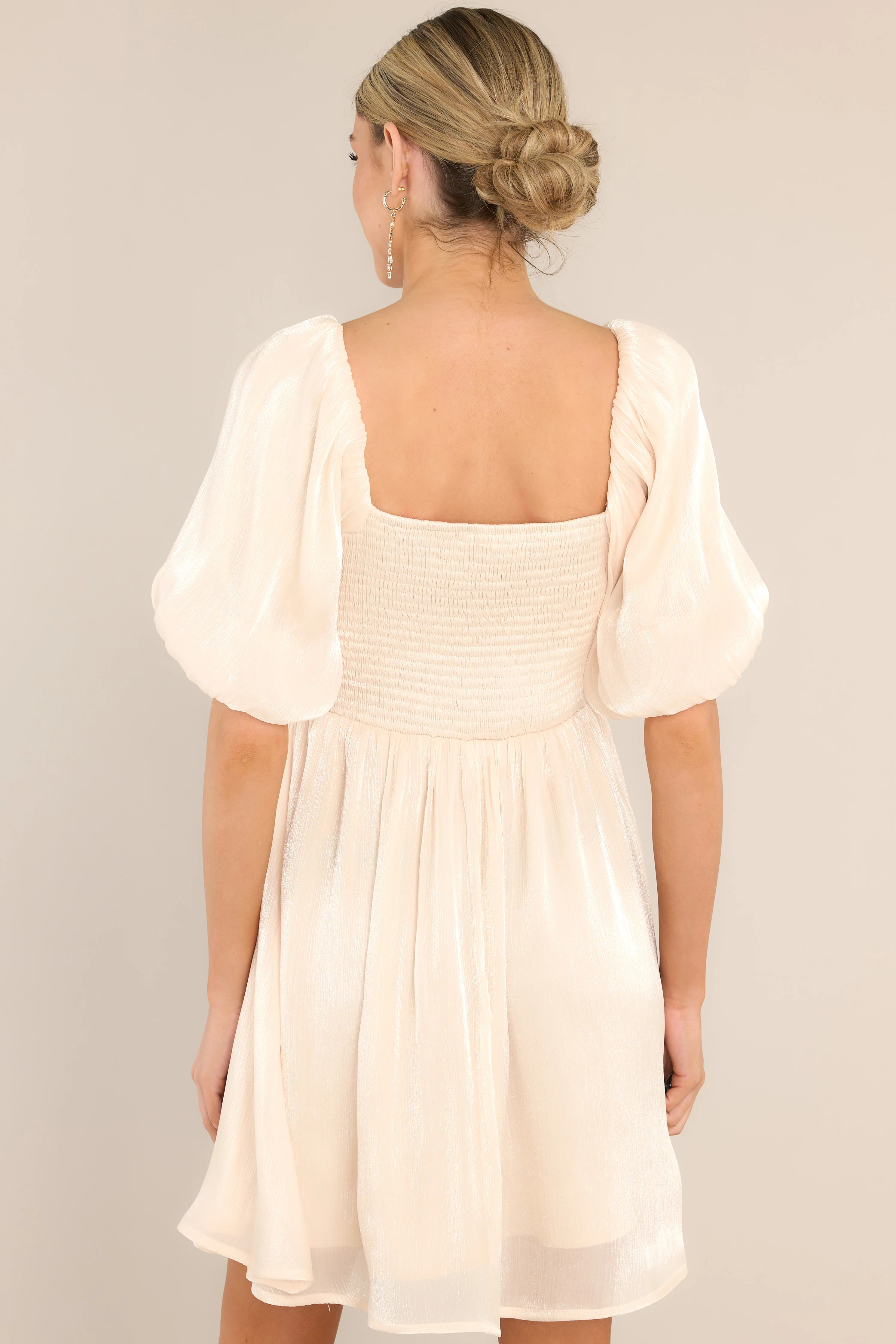 Glimpse Of Time Pearl Ivory Mini Dress | Red Dress