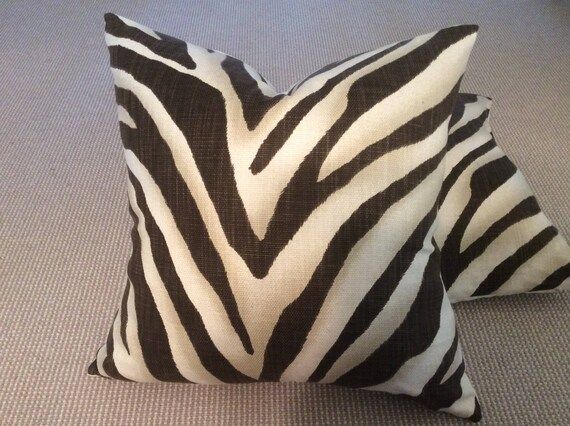 Ralph Lauren Tangiers Zebra pillow Cover in Ebony  Linen, Linen Backing | Etsy (US)