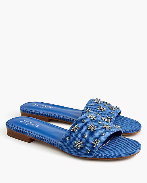 Embellished canvas slide sandals | J.Crew Factory