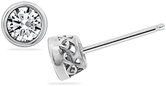 Amazon Essentials Platinum or Gold Plated Sterling Silver Bezel Set Stud Earrings made with Infin... | Amazon (US)