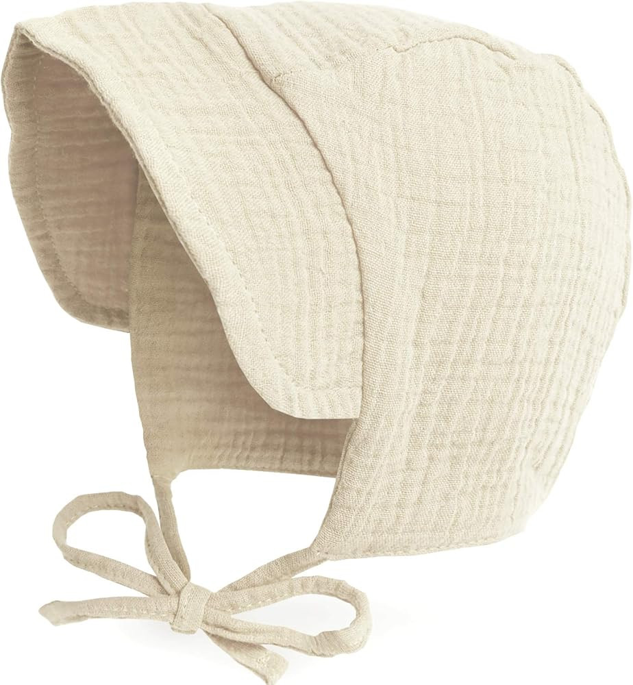 Baby Hat Brimmed Sun Bonnet Muslin Double Gauze Toddler Sun Hat Infant Boys Girls Beanie Caps, 6m... | Amazon (US)