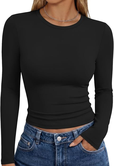 Trendy Queen Womens Long Sleeve T Shirts Fall Fashion Basic Y2K Tops 2026 | Amazon (US)