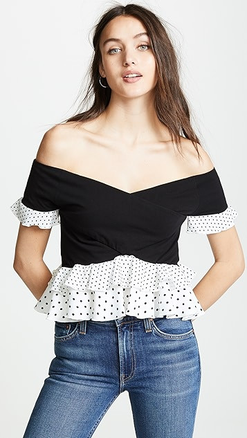 Polka Dot Frill Top | Shopbop