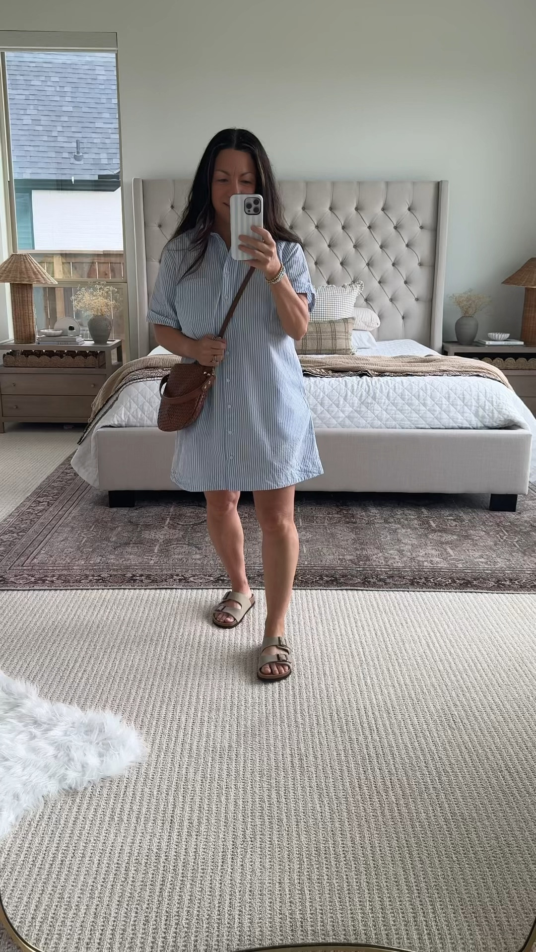 Easy throw-on outfit I’ve been reaching for on repeat lately 🤍 this lightweight striped shirt dress is so comfortable and perfect for everyday wear, and I paired it with my go-to neutral sandals that literally go with everything. This is one of those effortless outfits you can wear running errands, grabbing coffee, or just feeling put together without trying too hard. Follow me on LTK for daily fashion, home decor & Amazon finds.

#LTKPetite #LTKSaleAlert