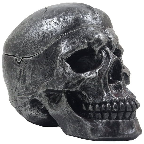Scary Human Skull Covered Ashtray in Metallic Look for Spooky Decorations or Gothic Decor for Bar... | Walmart (US)