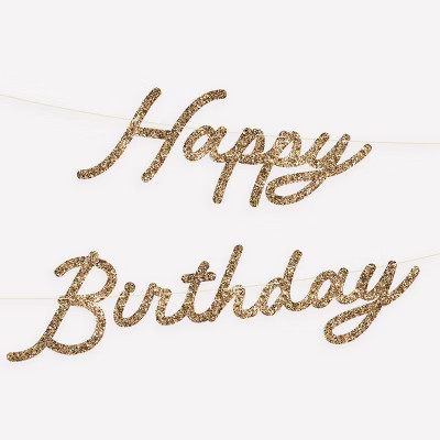 Meri Meri Gold Personalisable Birthday Garland Set (9' with excess cord - Pack of 1) | Target