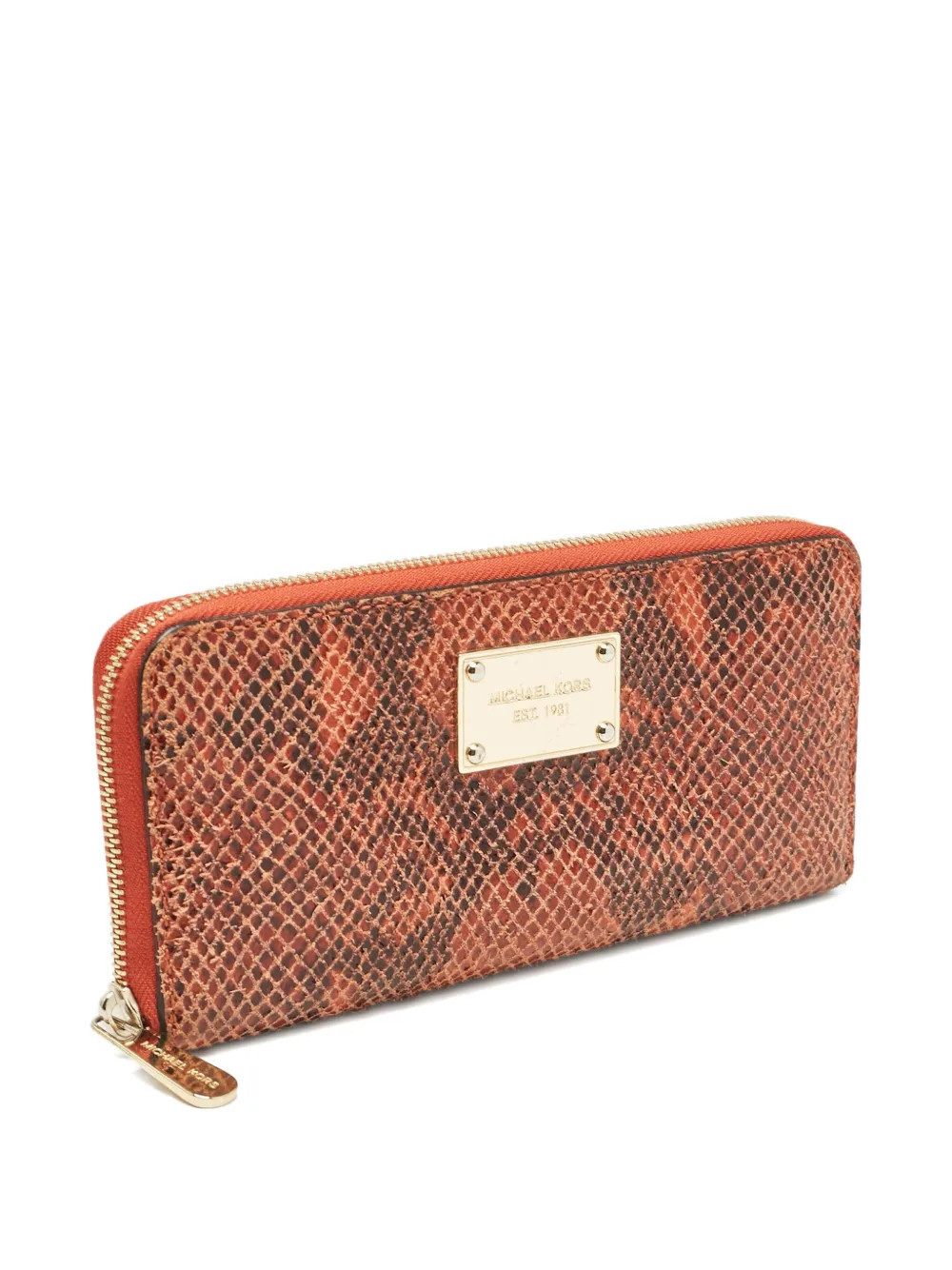 Michael Kors 2000s snakeskin-embossed zip wallet - Orange | Farfetch Global