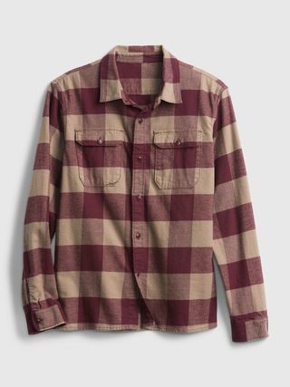 Teen 100% Organic Cotton Double Flap Pocket Flannel Shirt | Gap (US)