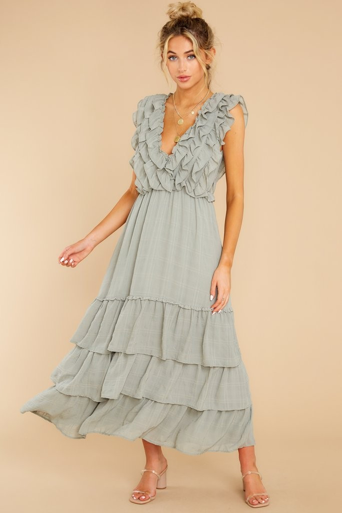 Timeless Essence Sage Maxi Dress | Red Dress 