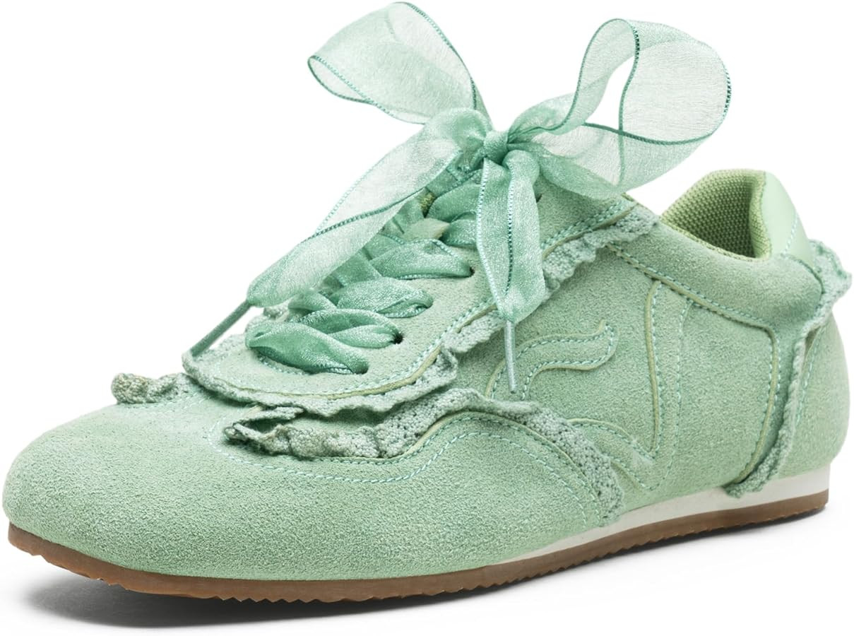 Vepose Women's Casual Dressy Retro Gat Fashion Sneakers, Square Toe Suede Woven Raffia Lace Walki... | Amazon (US)