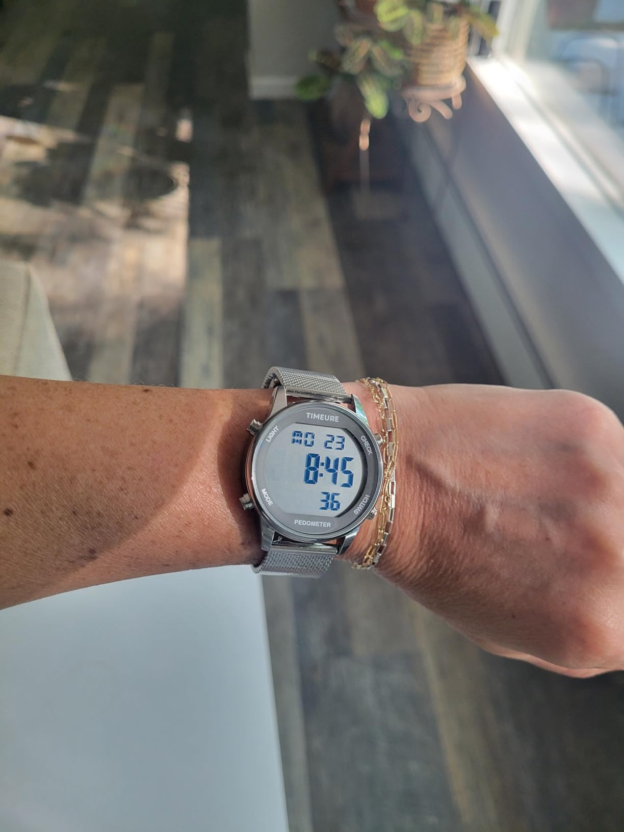 Women's Step Counter Pedometer Watch with Stainless Steel Bracelet, Stylish Design, No App, No Ch... | Amazon (US)