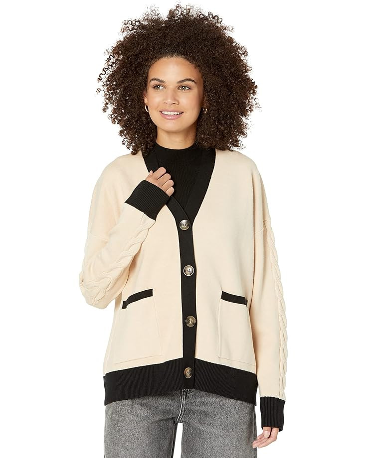 MONROW Supersoft Sweater Knit Color-Block Cardigan | Zappos