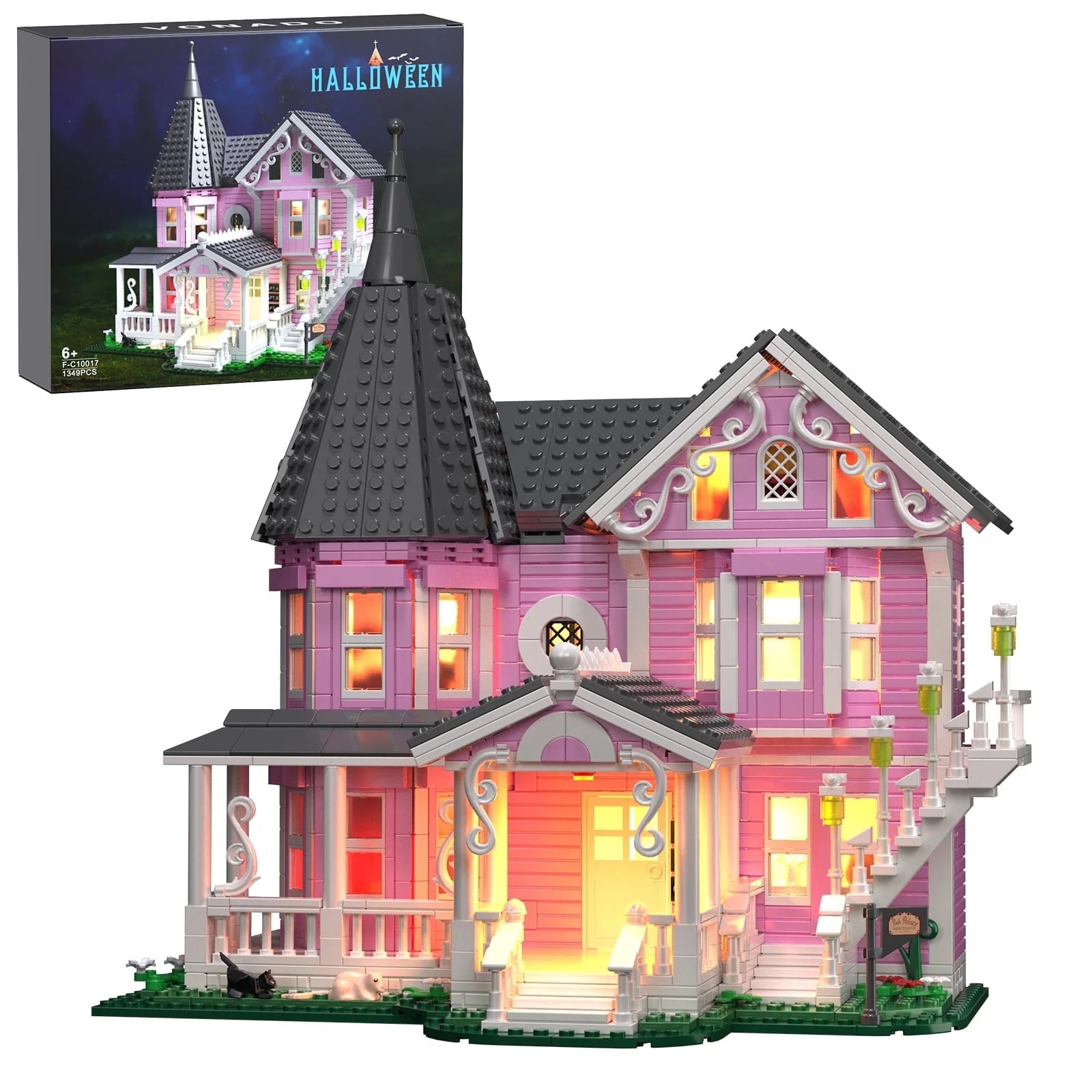BuildingBoat Pink Palace Building Block Kit Dollhouse Model Christmas Party Halloween House Gift ... | Walmart (US)