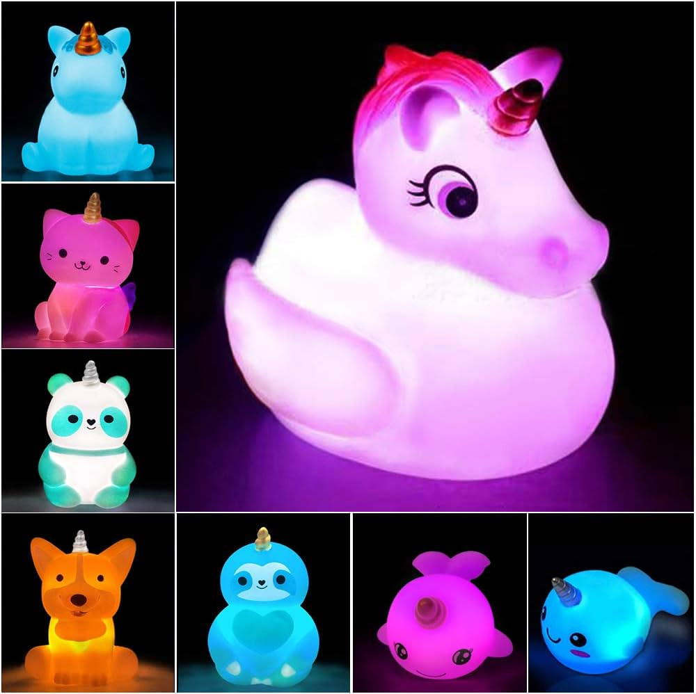 Unicorn Bath Toys Light Up Floating Rubber Toys(8 Packs),Flashing Color Changing Light in Water,B... | Amazon (US)