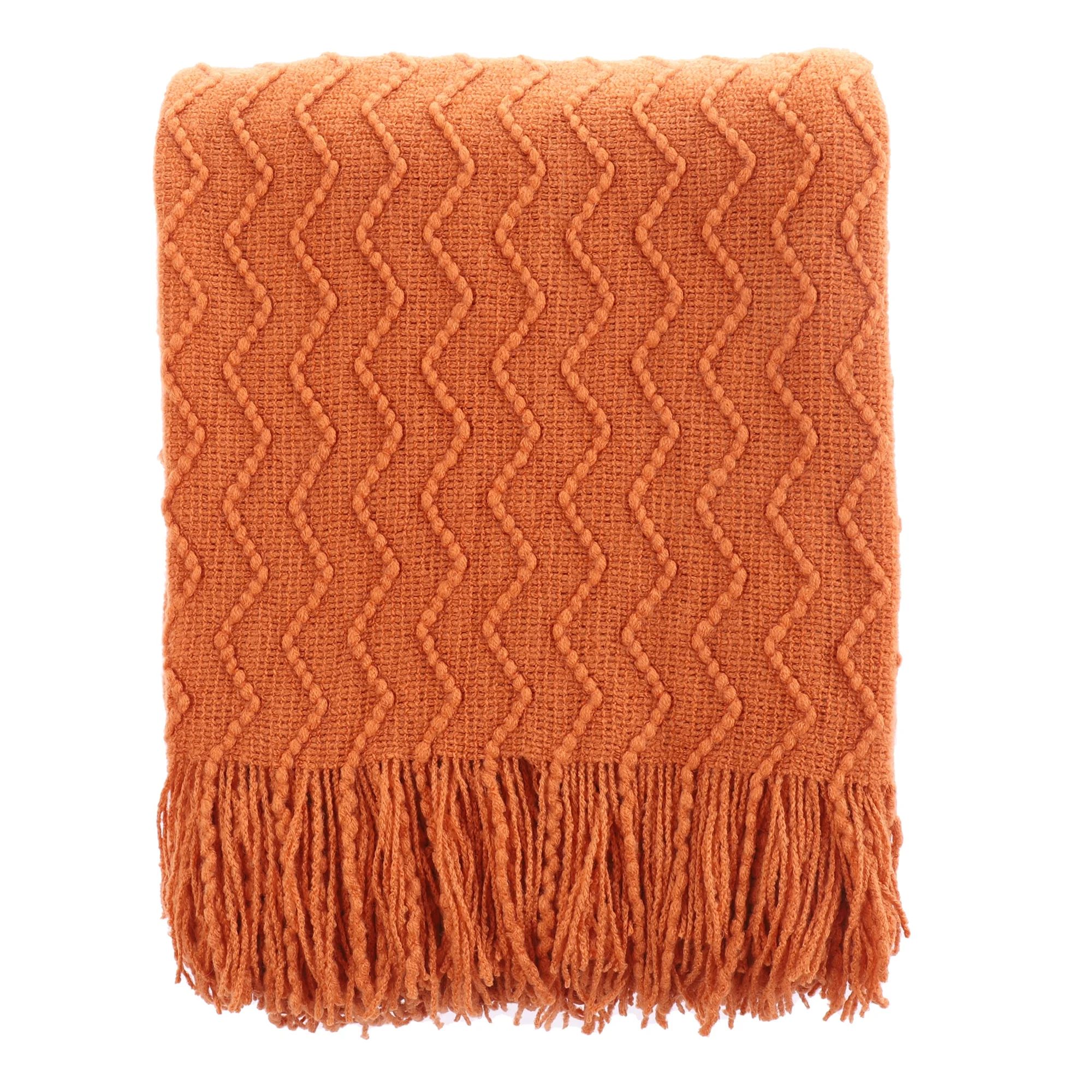 Battilo Burnt Orange Throw Blanket for Couch,Decorative Fall Throw Blanket with Tassels Halloween... | Walmart (US)