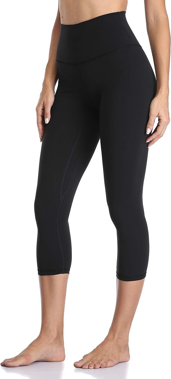 YUNOGA Women's Buttery Soft 21" Inseam Yoga Pants, High Waisted Tummy Control Workout Running Cap... | Amazon (US)