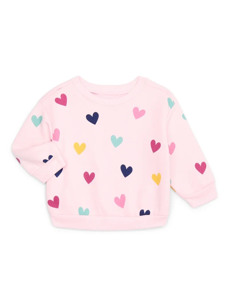 Garanimals Baby Girls Printed Fleece Sweatshirt with Long Sleeves, Sizes 6-24 Months | Walmart (US)