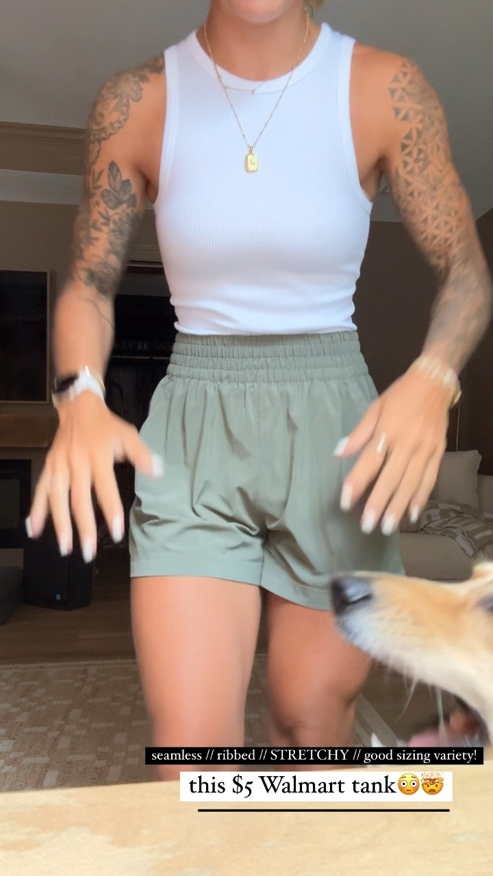 SOOOO impressed w/ this $5 Walmart tank! It’s stretchy, seamless, ribbed & has great sizing! 👏🏼 several colors as well! In the small here! 

Walmart finds / Vuori / basics / esssntials / under $10 / back to school / summer fashion / closet staples / Holley Gabrielle 

#LTKFindsUnder50 #LTKStyleTip #LTKVideo