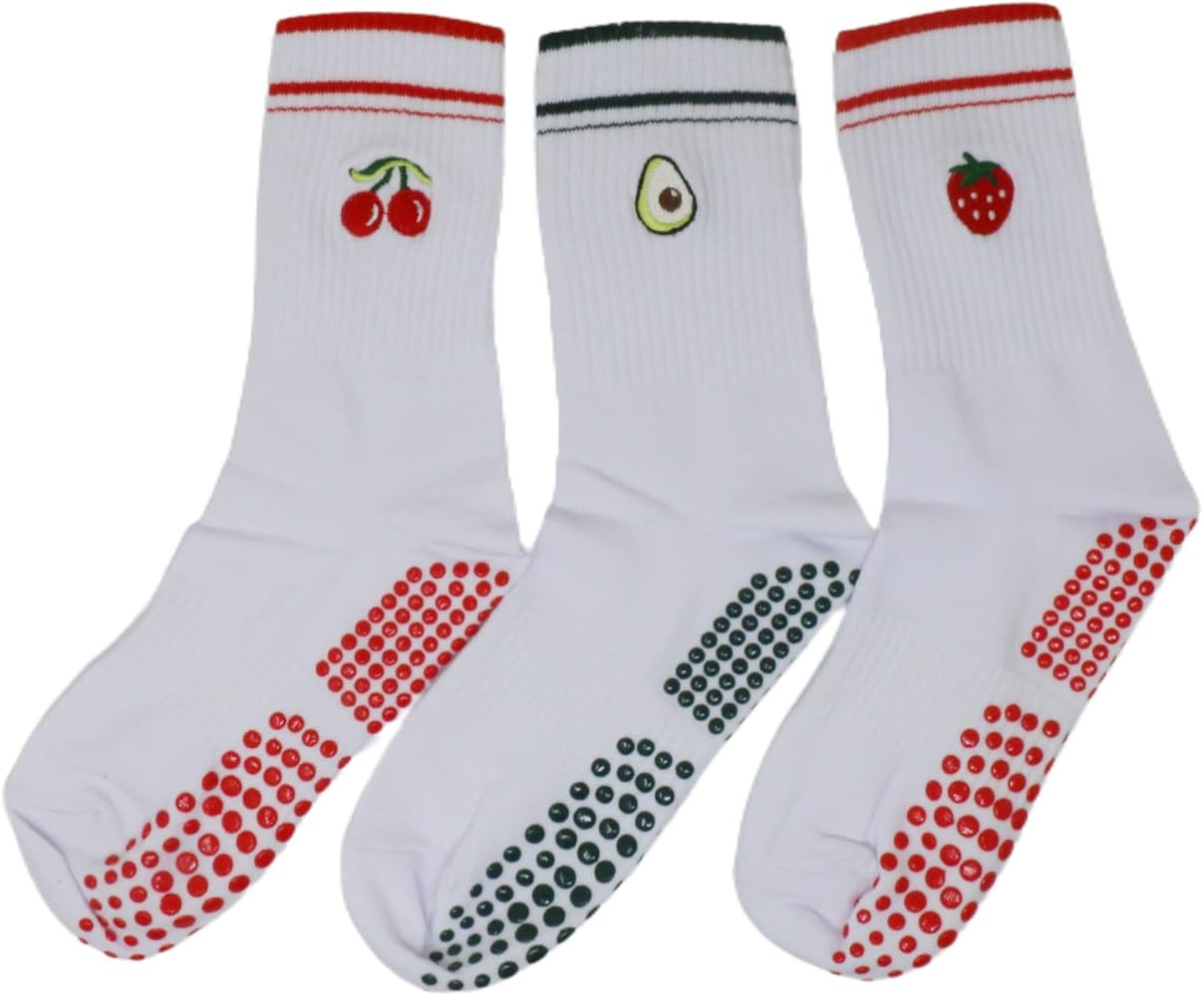 Pilates Socks for Women Yoga Barre Grippy Socks Non Slip Athletic Workout Crew Sock for Hospital | Amazon (US)