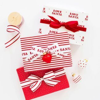 30 sq ft White Tiny Scatter Dot on Red Gift Wrap - Sugar Paper&#8482; + Target | Target