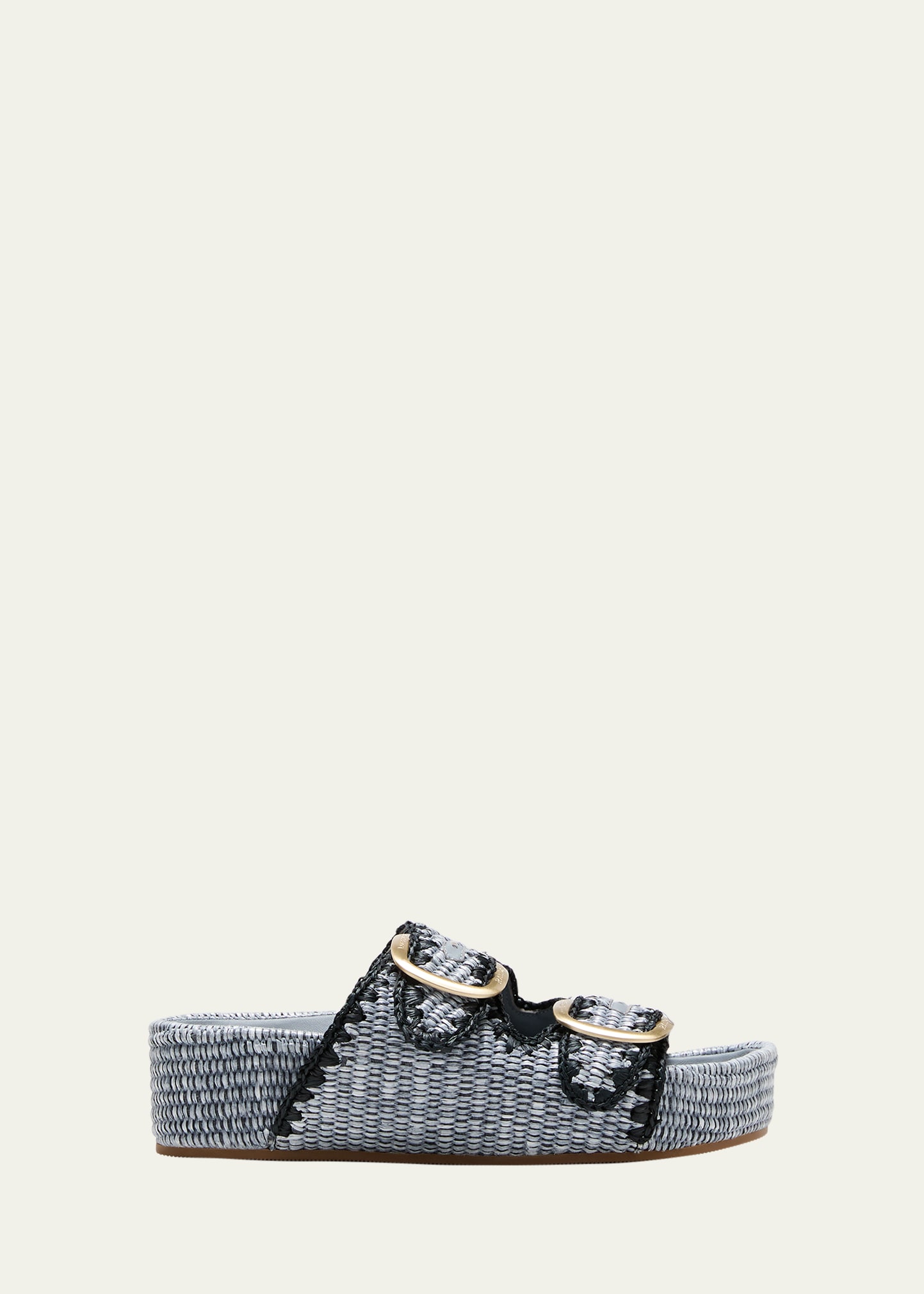 Loeffler Randall Theo Raffia Dual-Buckle Slide Sandals | Bergdorf Goodman