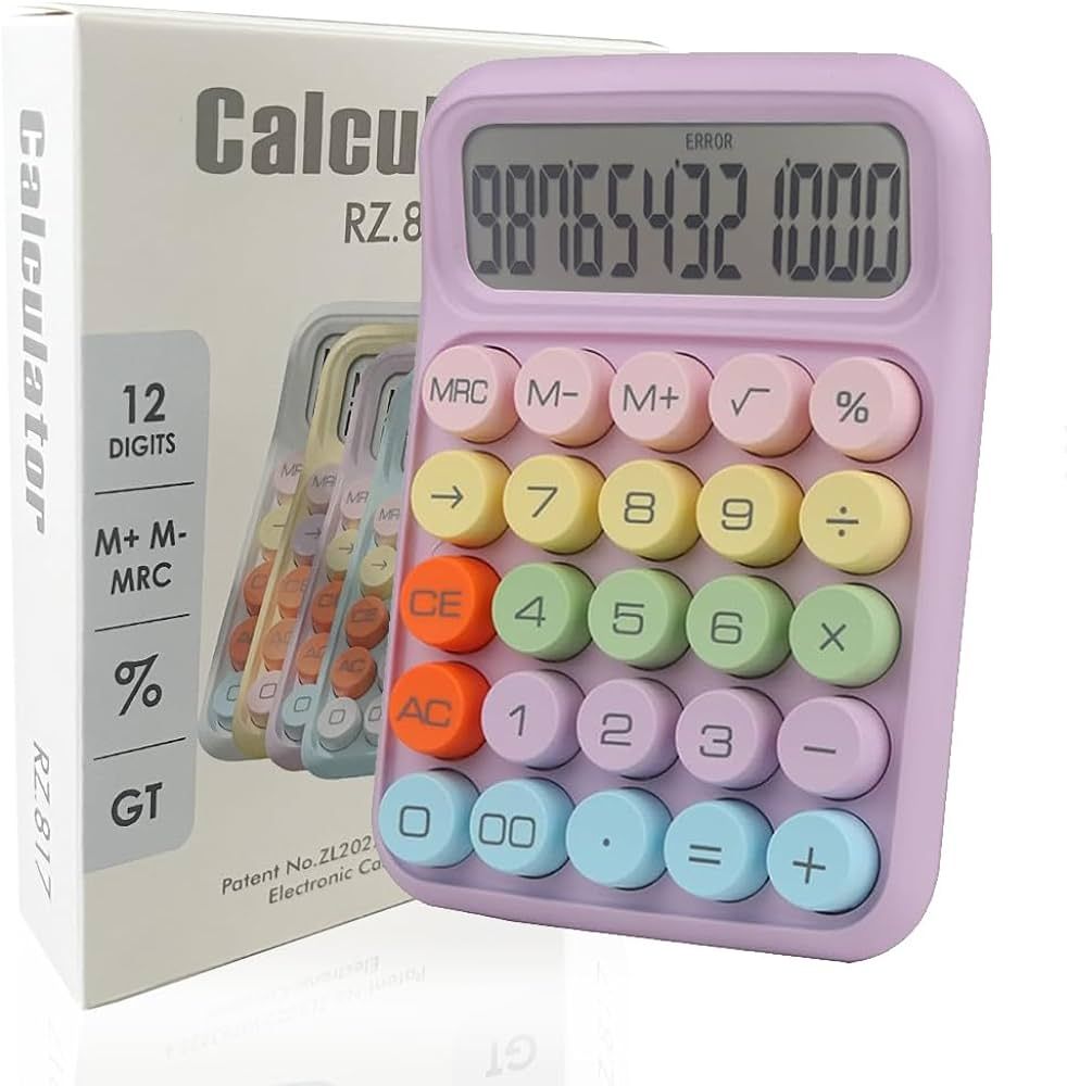 Colorful Candy Calculator,Mechanical Calculator Cute 12 Digit Large LCD Display Big Round Button ... | Amazon (US)
