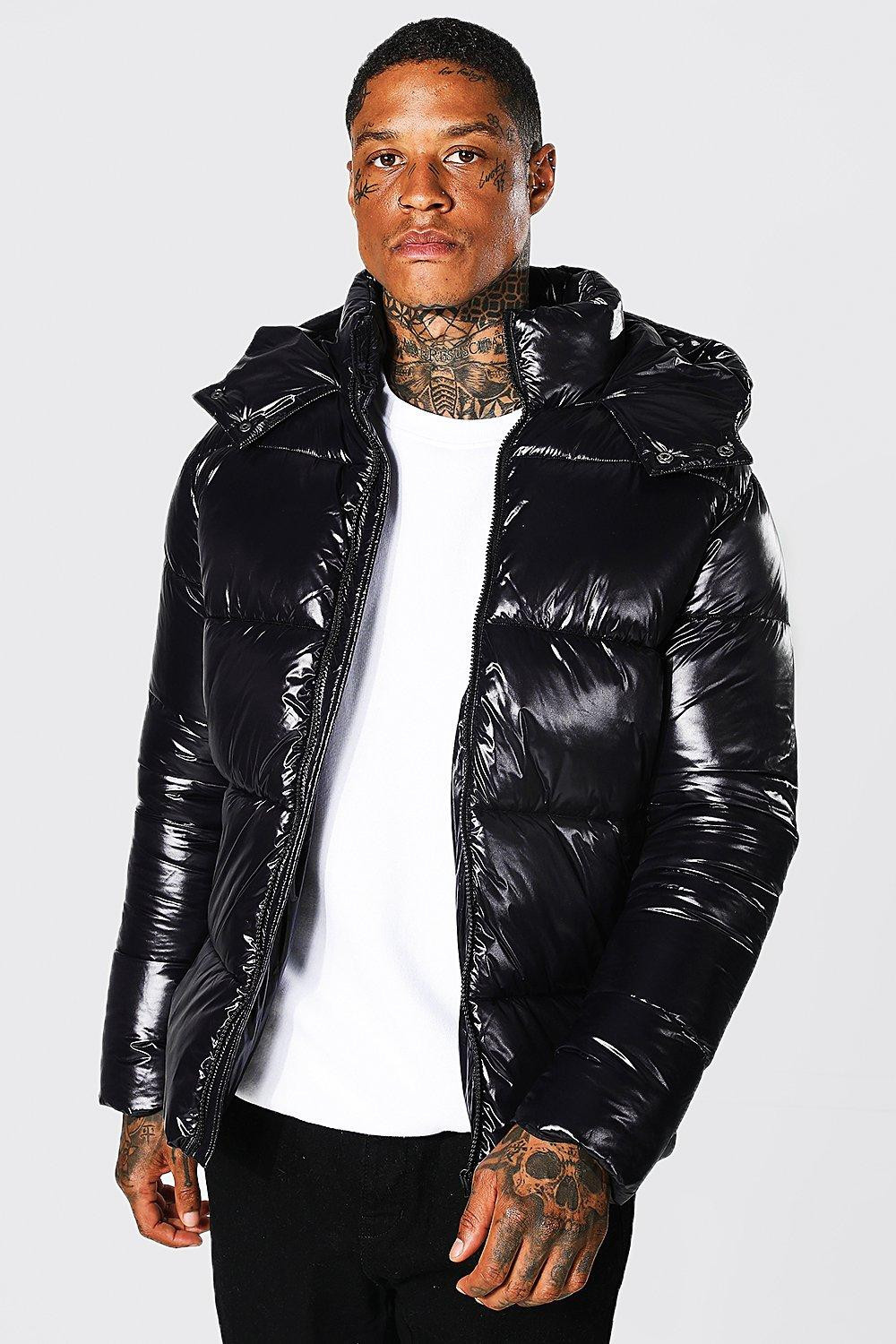 Recycled High Shine Panel Puffer Jacket | boohooMAN (DE, IE & UK)