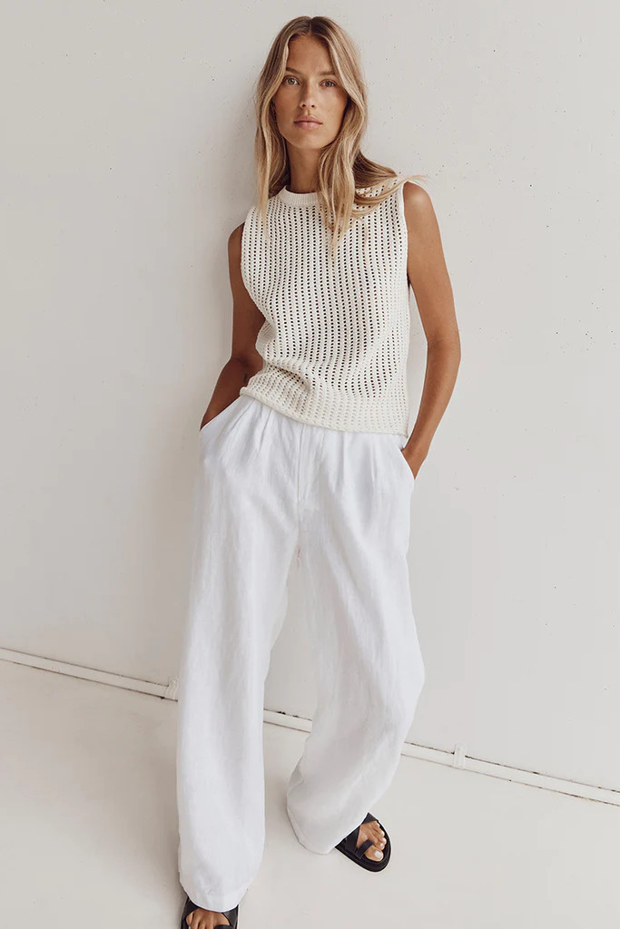DENNY CROCHET OFF WHITE KNIT TOP | DISSH